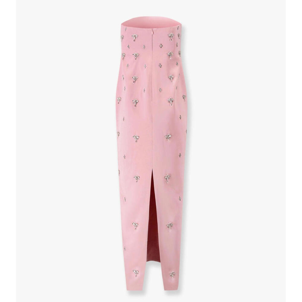 NWT $1098 Elise Blush Pink Satin Crystal Beaded Dress Gown Cocktail XS Rare - Picture 11 of 16